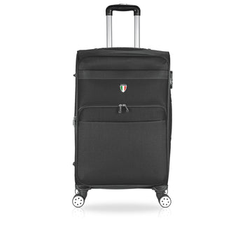 Valise JLS Noire Sur Roulettes Avec Poche Avant – Fabriquée En France