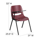 Flash Furniture – Chaise coquille ergonomique avec tablette rabattable à droite, bourgogne (RUTEO1BYRTAB)-8