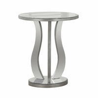 Monarch Specialties - 3726 Table D'Appoint - 20 po Dia/Argent Brosse/Miroir-Table de bout fini en miroir glamour reflète la lumière et ajoute de la vie à tous les décors