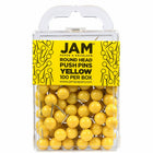 JAM PAPER - Punaises Colorees, Punaises Carte à Tête Ronde, Jaune, Paquet de 100-Punaises en plastique