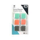 Quartet - Aimants carrés - couleurs assorties - paquet de 6-Couleurs : gris, sarcelle, corail