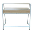 Bureau Simply avec étagère et tiroir, chêne et blanc-Un tiroir à ouverture par pression (dimensions en pouces de 17,12 long. x 13,77 larg. x 3,74 haut.), et deux caissons de rangement ouverts