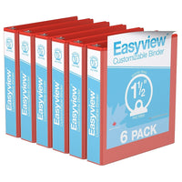 Davis Group Super offre Easyview, Reliure View à anneaux ronds 1.5 po, personnalisable, paquet de 6 - Rouge-3 Reliure À Anneaux