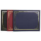 St. James - Porte-certificats/porte-documents - bordure dorée - finition lin - bleu marine - paquet de 5 - 83806-Papier de couverture de qualité supérieure, 230 g, texturé en lin avec un élégant motif de feuille d'or