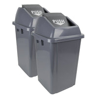 Poubelle à couvercle pivotant - 16 gal (60 L) - grise - paquet de 2-Poubelle