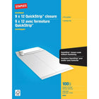 Staples - Enveloppes kraft pour catalogue avec fermeture QuickStrip, 9 x 12 po, 24 lb, blanc, boîte de 100-Idéales pour poster des catalogues, des livrets, des brochures et des documents de plusieurs pages