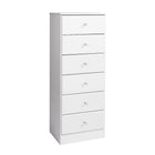 Prepac - Commode Astrid élevée WDBH-0401-1-V à 6tiroirs, blanc Cristal-Poignées en cristal acrylique élégantes