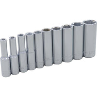 Gray Tools – Ensemble de 10 douilles à prise de 1/4 po chromées SAE standards à 6 pans de 3/16 à 9/16 po-Formats : 3/16, 7/32, 1/4, 9/32, 5/16, 11/32, 3/8, 7/16, 1/2, 9/16 po