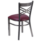 Flash Furniture - Chaise de restaurant en métal de la série HERCULES avec dossier en croix à enduit lustré-Siège rembourré en vinyle bourgogne