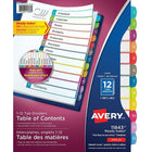 Avery − Intercalaires Ready Index 1 à 12 avec table des matières pour imprimantes laser et jet d’encre − 12 onglets − multicolores-Couleurs vives et onglets arrondis, pour une allure chic et contemporaine.