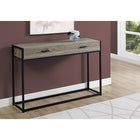 Monarch Specialties - 3511 Table D'Appoint - 48 po L/Console D'entrée Taupe Foncé-Base robuste en métal noir au design épuré