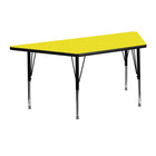 Flash Furniture – Table d’activités, trapèze, 24 x 48 po, stratifié haute pression 1,25 po, pattes préscolaires réglables, jaune-Stratifié jaune