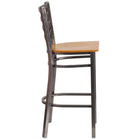 Tabouret de restaurant de la série HERCULES en métal à dossier échelle enduit transparent - siège en bois naturel-Siège en bois fini naturel