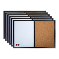 Office Works - Ensemble de babillard moitié tableau blanc/liège - 16 po x 24 po - Noir - 6 Pièces-Ensemble: livré avec deux attaches rondes en métal pour un affichage mural facile à l'horizontale ou la verticale