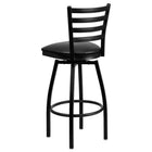 Flash Furniture – Tabouret de bar pivotant HERCULES en métal noir, dossier à traverses horizontales, assise en vinyle noir-Siège rembourré en vinyle noir
