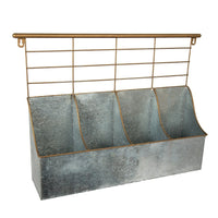 CTG Brands – Bac de rangement à 4 compartiments, collection Modern Farmhouse, avec support, 22 po x 15,5, argent industriel-Dimensions : 22 po x 15,5 po