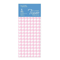 MillBrook Papier de soie avec motif imprimé, Pied de poule rose, 5 feuilles par paquet, caisse de 12 (93074)-Papier de soie