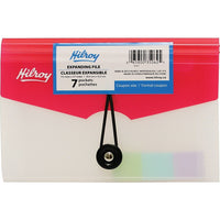 Hilroy Classeur expansible format chèque à 7 pochettes avec fermeture à élastique, couleurs variées-Classeur expansible format chèque