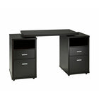 Brassex - Bureau avec côtes extensibles et roulettes - Cerise foncee-2 tiroirs de rangement