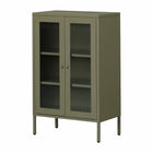 South Shore - Eddison - Armoire de rangement à portes vitrées - Vert olive-Inspiration contemporaine : la coupe droite et élancée de ce buffet avec portes en vitre cannelée donnera à toute salle à manger une allure sophistiquée. Vous l’adorerez pour sa polyvalence.