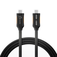 j5Create - JUCX27L12 USB4 40 Gbps Câble coaxial USB-C complet - Noir/Orange-8K ULTRA HD