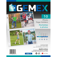 Gemex - Pochettes pour Photos, Ultraclair, Marge avec 3 trous standards, 8 photos 3-1/2  x 5, 10 par paquet-Un matériau durable sans acide et qui protège et préserve les photos