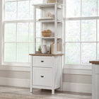 Sauder - La Collection Cottage Road ® Tour de rangement - Finition White-Deux tiroirs sont dotés de glissières à extension complète. 