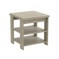 Safdie & Co. 19.25L Table D'Appoint Carré - Taupe Foncé 2 Étagères-Taille compacte à utiliser comme table de chevet ou table d'appoint.