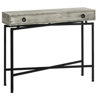 Monarch Specialties - 3454 Table D'Appoint - 42 po L/Faux Bois Gris/Console Noir-Style de grange contemporain fini en faux bois récupéré gris avec des accents noirs