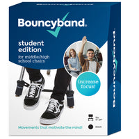 Bouncyband Édition étudiante pour chaises de collège / lycée, Noir-Augmente la concentration et permet aux enfants de se déplacer tranquillement tout en travaillant, ce qui leur permet de rester sur la tâche