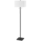 Dainolite - Lampe sur pied à incandescence moderne Fernanda, 2 lumières, mat/noir avec abat-jour blanc-Noir mat