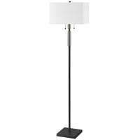 Dainolite - Lampe sur pied à incandescence moderne Fernanda, 2 lumières, mat/noir avec abat-jour blanc-Noir mat