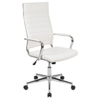 Flash Furniture Chaise De Bureau Pivotante Exécutive Nervurée Leathersoft-Blanc (BT20595H1WH)-Rembourrage LeatherSoft Blanc