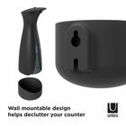 Umbra OTTO - Pompe à savon et solution hydroalcoolique avec fixation murale 250ml, Noir charbon de bois-6