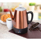Euro Cuisine – Percolateur à café électrique PER08 8 tasses avec fonction de réchaud, fini cuivre-Fil détachable