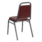 Flash Furniture – Chaise banquet empilable à dossier trapèze, siège 1,5 po, argenté avec tissu bourgogne (FDBHF2BYVYL)-Conception à dossier trapèze