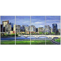 Designart – Panorama Calgary, impression sur toile, 4 panneaux, 48 x 28 po (PT2040-271)-Impression