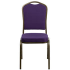 Flash Furniture – Chaise banquet empilable Hercules à dossier couronne avec cadre au fini doré et tissu violet, 4/pqt-Ensemble de 4 chaises de banquet polyvalentes