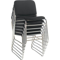 Staples® - Chaise chromée empilable de luxe, noir-Siège et dossier rembourrés