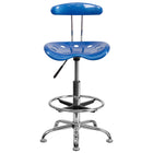 Flash Furniture – Tabouret de dessinateur éclatant avec siège tracteur, bleu vif-Tabouret de dessinateur contemporain