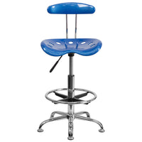 Flash Furniture – Tabouret de dessinateur éclatant avec siège tracteur, bleu vif-Tabouret de dessinateur contemporain