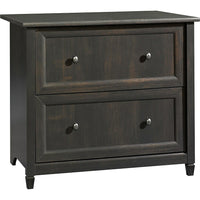 Sauder® - Classeur latéral de la collection Edge Water, noir-Chaque composant est doté de pattes effilées en bois massif, de plaques de protection et d'un élégant fini foncé