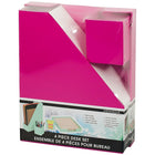 Merangue - Ensemble de bureau, rose, 4 pièces-1 porte-dossiers, 1 porte-stylo, 1 porte-note, 1 plateau de bureau de format lettre