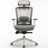 MotionGrey - Cloud Mesh Series - Chaise de bureau ergonomique pour bureau d'ordinateur executif - Blanc-Dos en maille pour la respirabilite, siege en tissu à tissage serre, coussin en mousse moulee à froid pour le soutien.