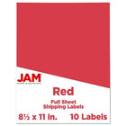 Jam Paper Étiquettes autocollantes pleine page Astrobright, 8 1/2 x 11 po, rouge comète, 10/paquet-Taille : 8,5 x 11 po