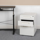 Flash Furniture Classeur ergonomique à verrouillage mobile à 3 tiroir suspendu pour dossiers juridiques et lettres, blanc-Tiroirs utilitaires: 13 po larg. x 18,75 po prof. x 2,75 po haut.; File Drawer: 13 po larg. x 18,75 po prof. x 9,75 po haut.