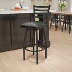 Flash Furniture – Tabouret de bar pivotant HERCULES en métal noir, dossier à traverses horizontales, assise en vinyle noir-Siège pivotant