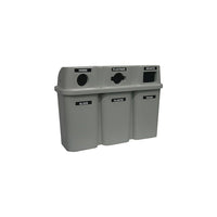 Techstar Plastics – Contenant triple de recyclage Bullseye, 75 gallons, gris (575-GREY)-Capacité : 3 x 114 L/90 gallons américains