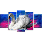 Designart – Cygne, toile imprimée, 5 panneaux (PT2306-373)-Impression