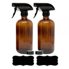 Wamaco - Ambre 16 oz Verre de Bouteilles de Pulvérisation - Paquet de 4-Récipient pour les liquides tels que les huiles essentielles et les produits de nettoyage